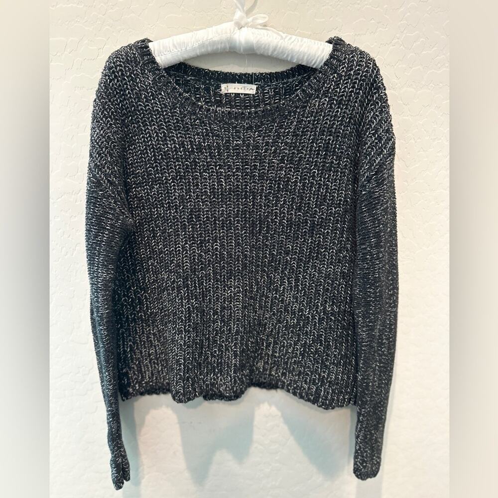 RUSTY Black Heathered Knit Sweater Chunky Ribbed Long Sleeve Pullover | Size 10